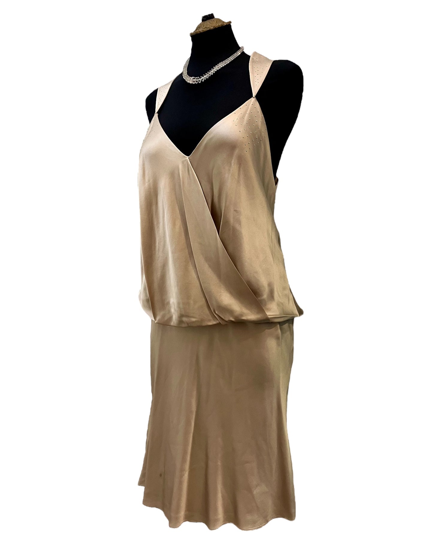 Designer BCBG MAZRIA RUNWAY Tan Silk Dress