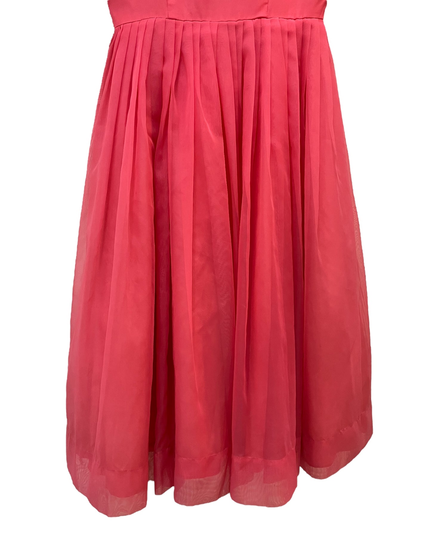 1960s Hot Pink Chiffon Dress with Rhinestone Collar