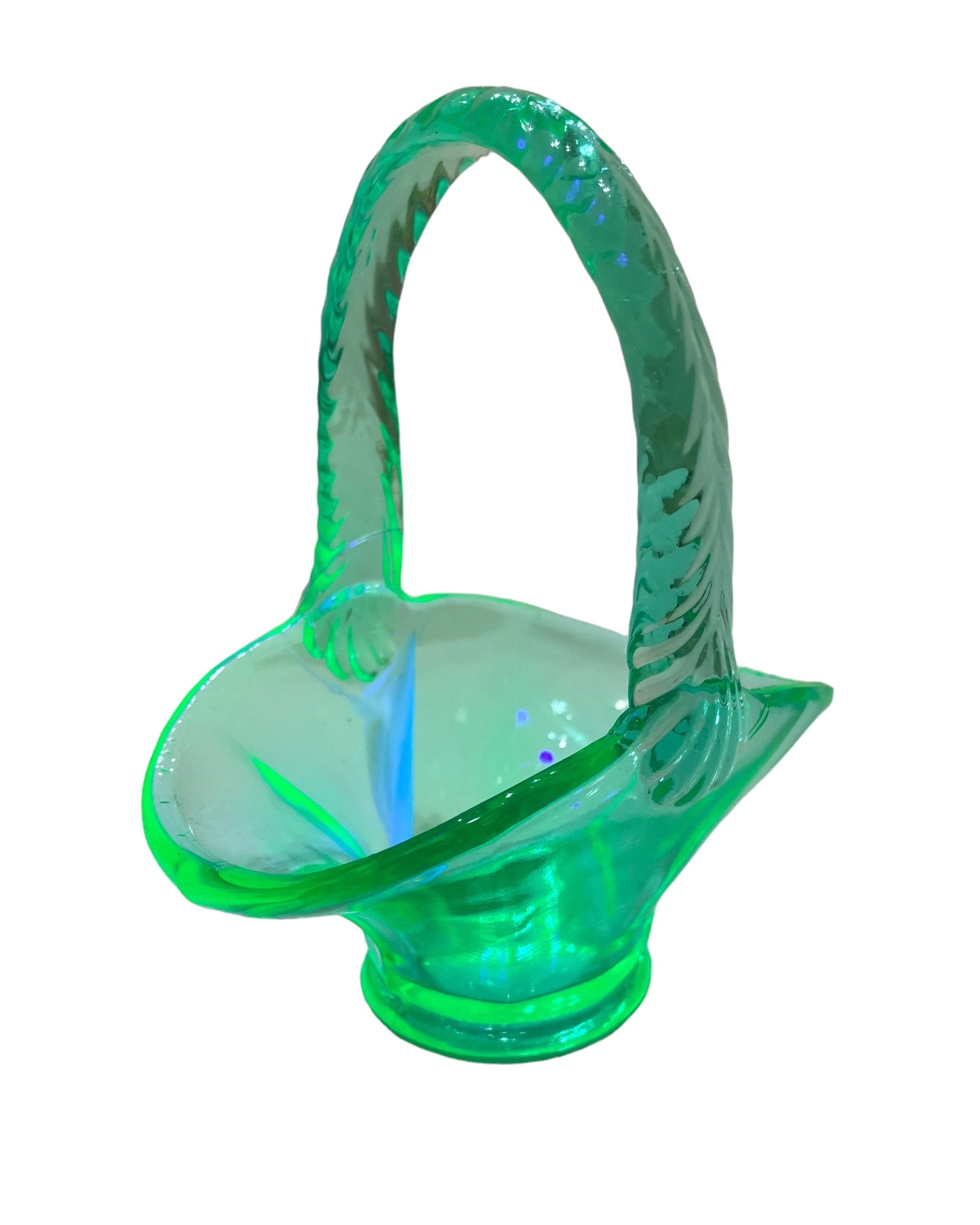 Vintage Uranium Glass Small Basket