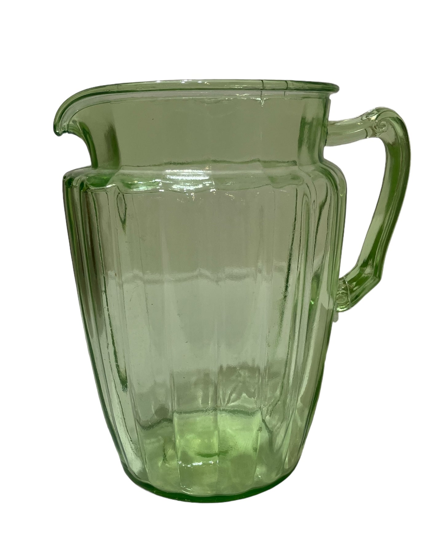 Vintage Uranium Glass Green Pitcher