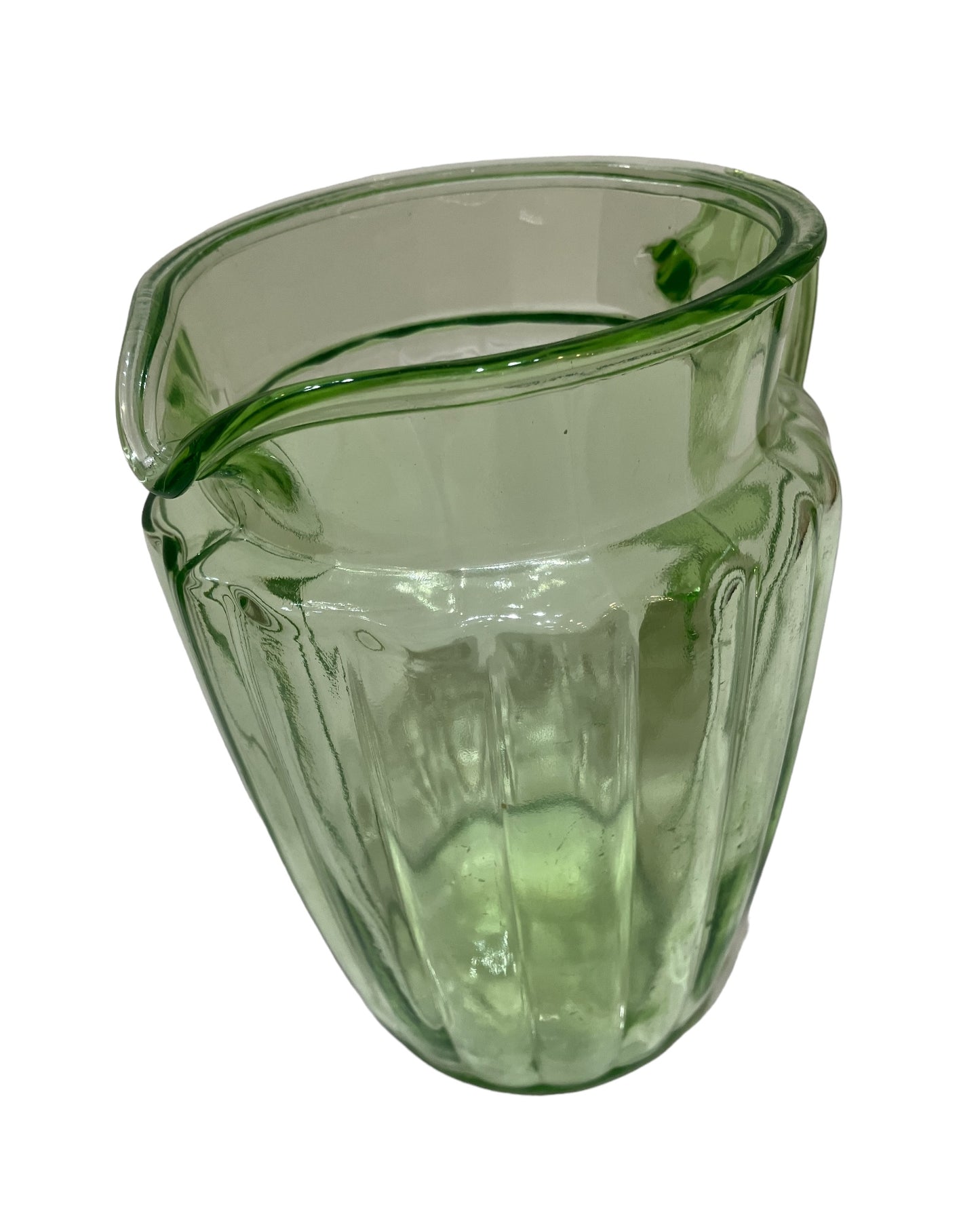 Vintage Uranium Glass Green Pitcher