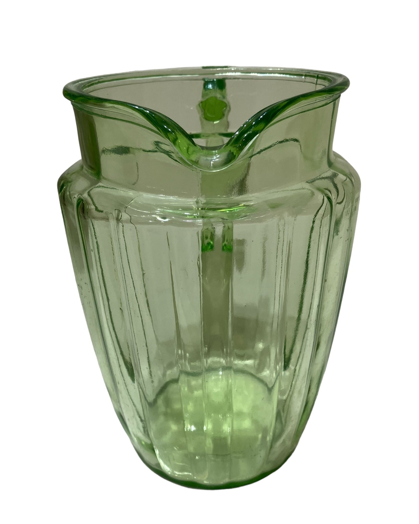 Vintage Uranium Glass Green Pitcher