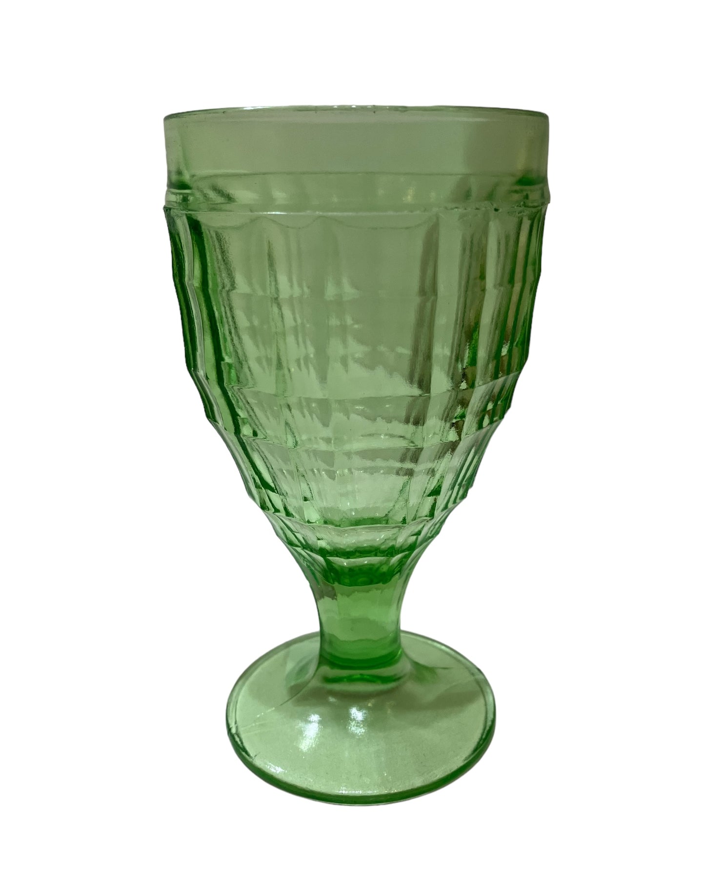 Vintage Green Uranium Glass Goblet