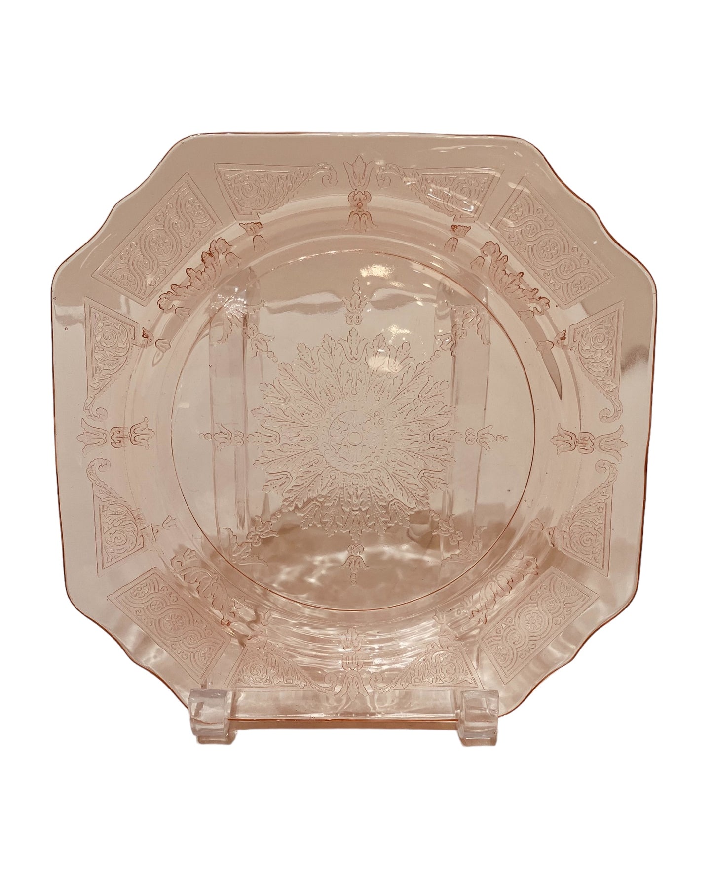 Vintage Madrid Pattern Pink Princess Hocking Glass Plates