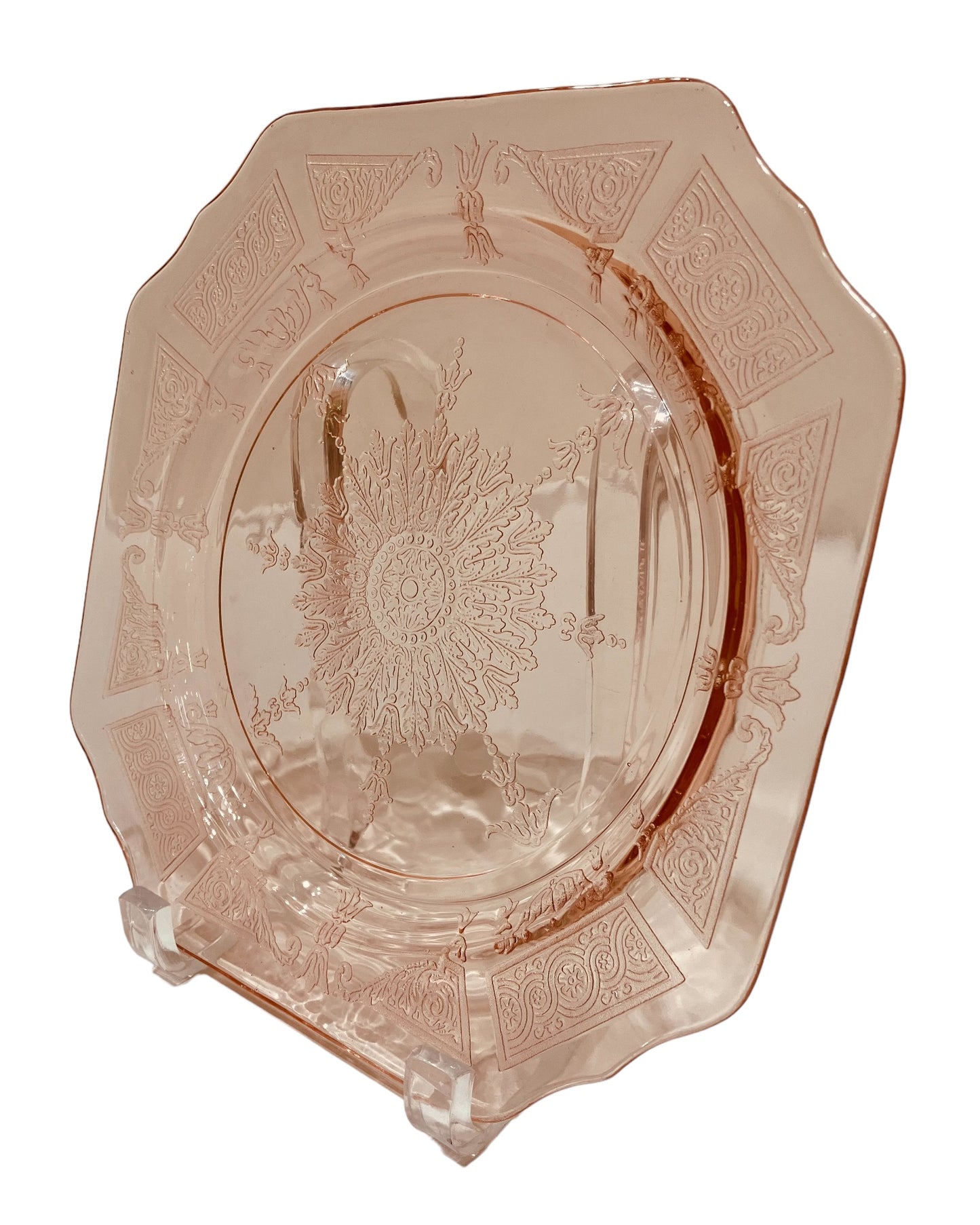 Vintage Madrid Pattern Pink Princess Hocking Glass Plates