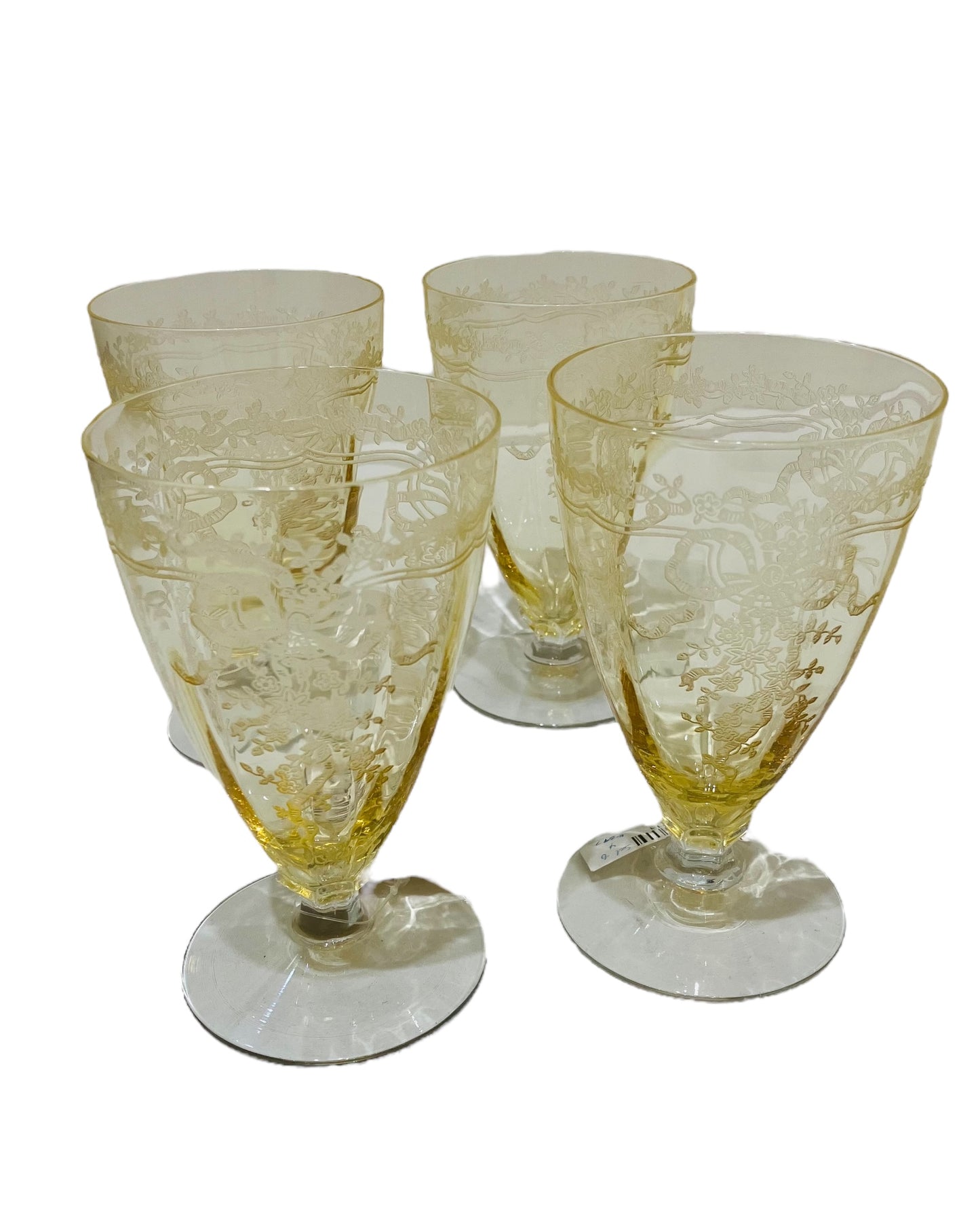 Vintage June Etch Glass Goblets (Set of 4)