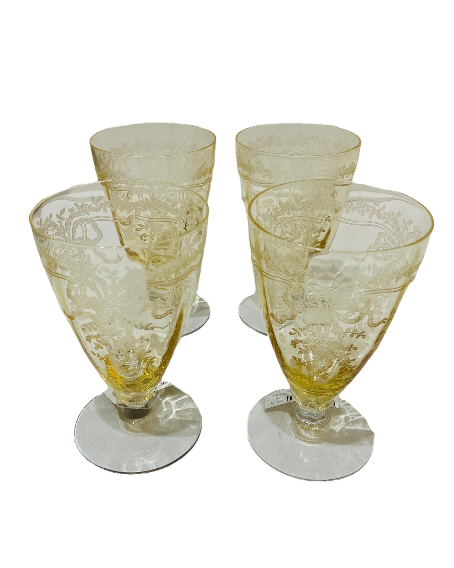 Vintage June Etch Glass Goblets (Set of 4)