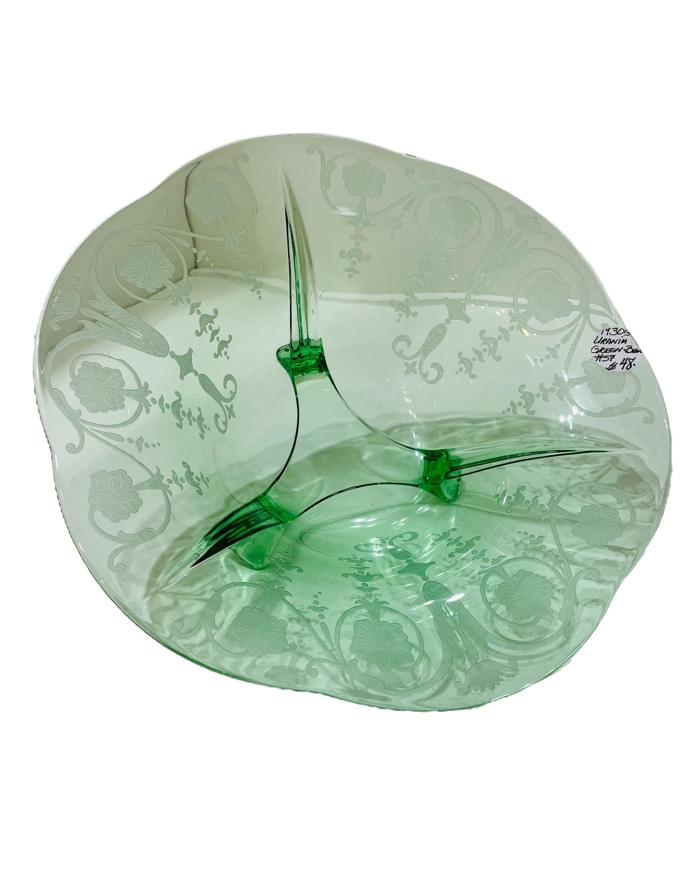 Vintage 1930s Uranium Glass Bowl