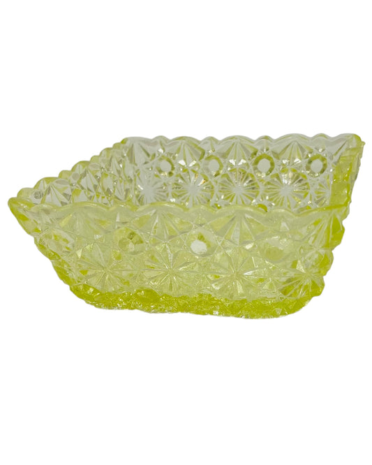 Vintage Uranium Glass Buttons And Bows Small Bowl