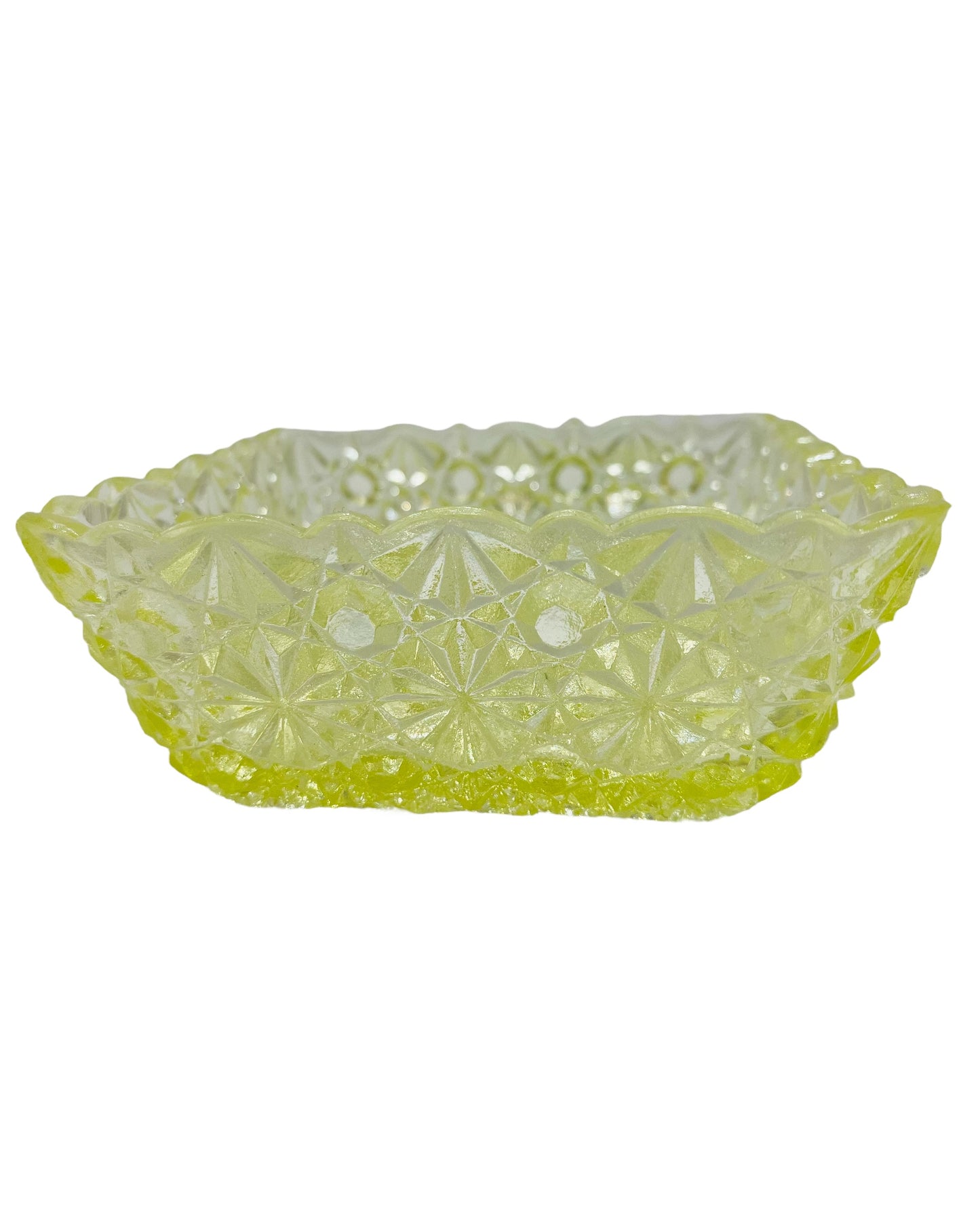 Vintage Uranium Glass Buttons And Bows Small Bowl