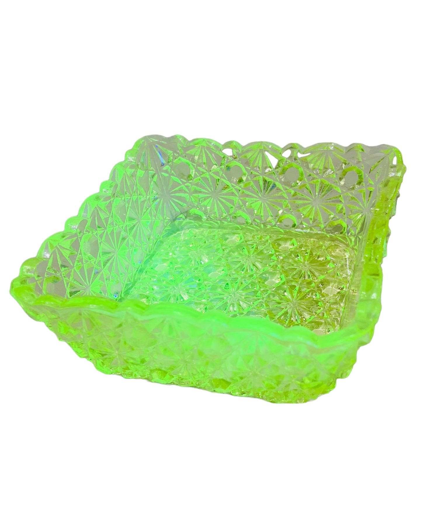 Vintage Uranium Glass Buttons And Bows Small Bowl