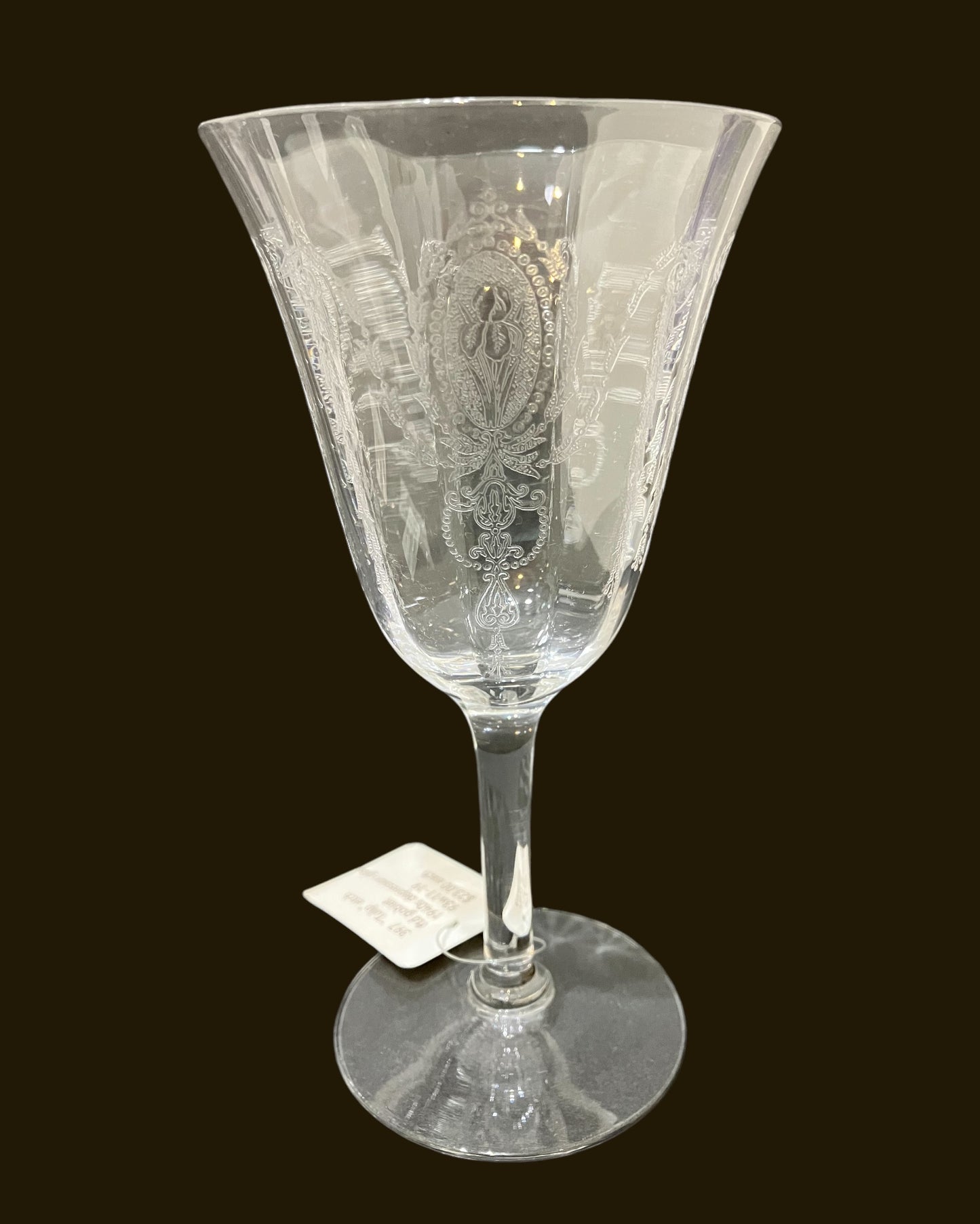 Vintage 1940s Hand-etched “Tulip” Pattern Depression Glass Goblet