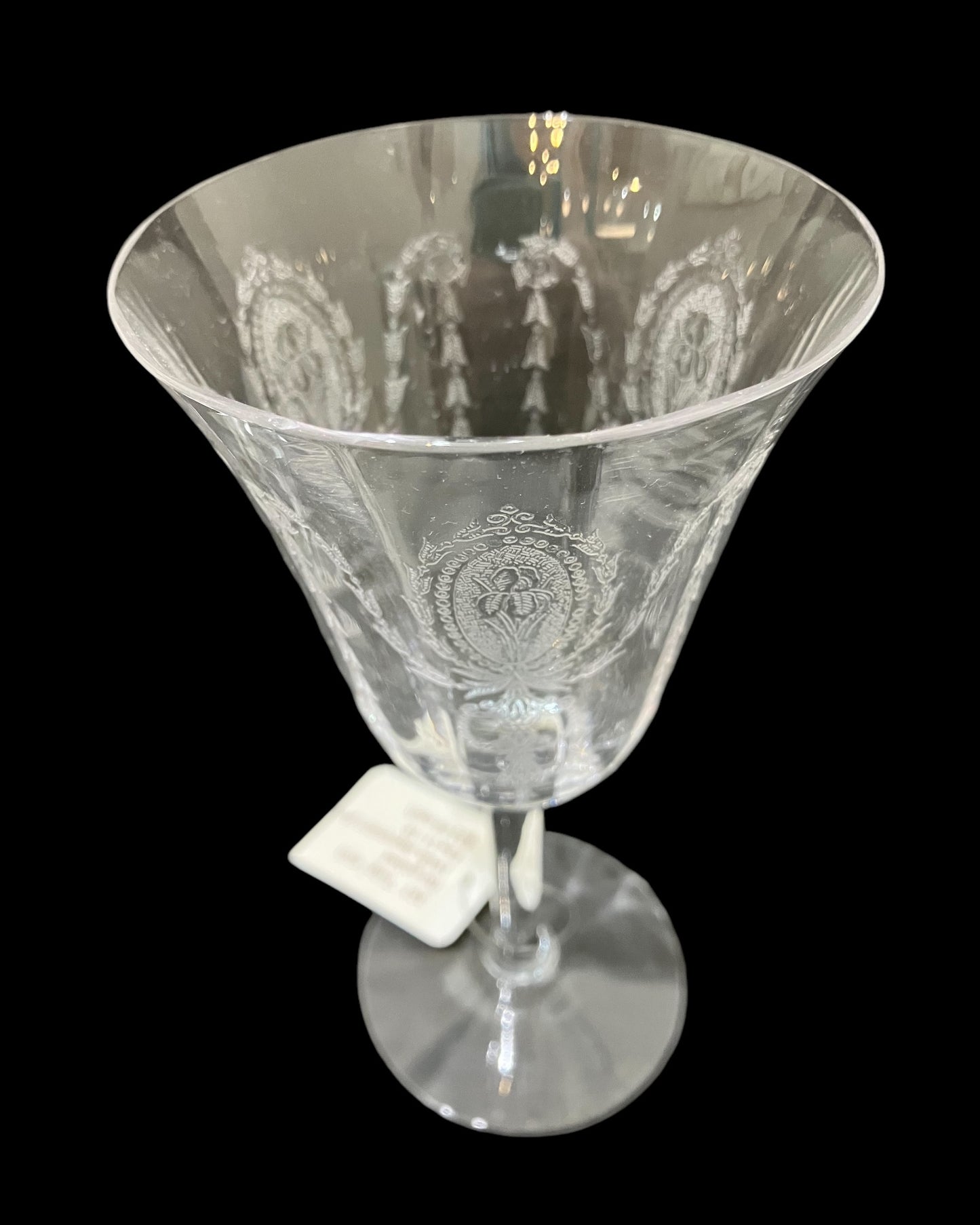 Vintage 1940s Hand-etched “Tulip” Pattern Depression Glass Goblet