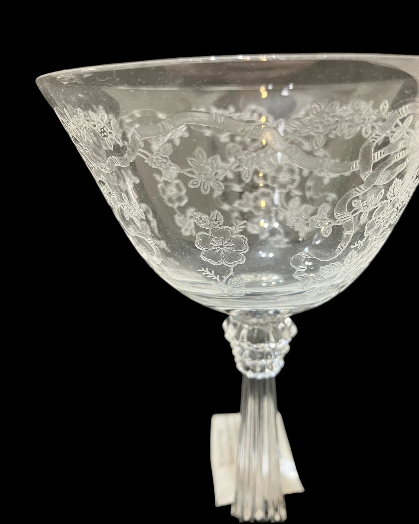 Vintage Hand-etched “Romance” Depression Glass Champagne/Sherbet Glass